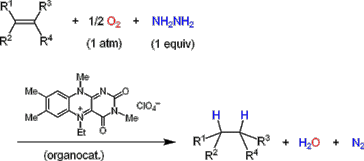 フラビン触媒によるジイミド発生法：環境にやさしい、オレフィンの酸素による水素化 図1